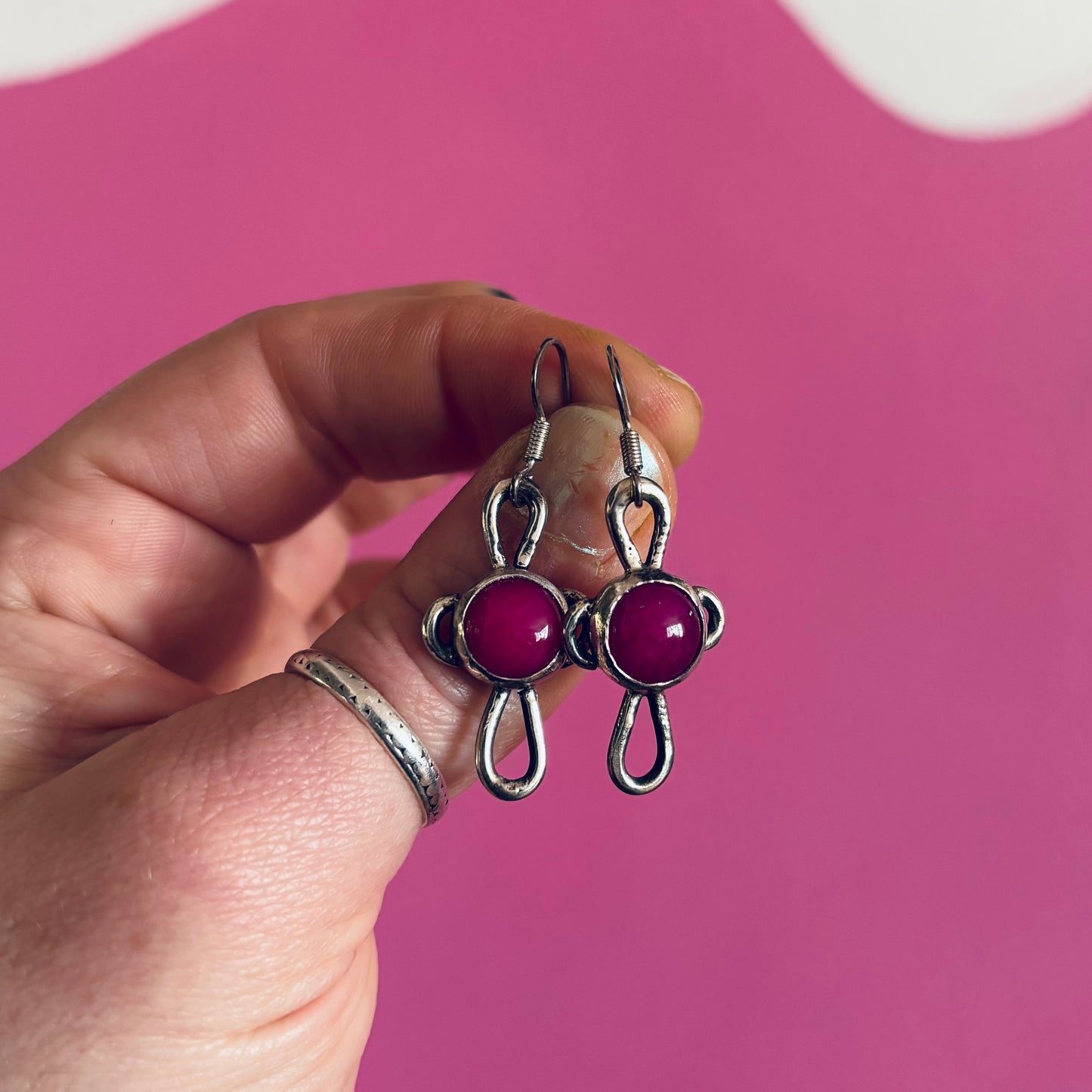 Pink Onyx Earrings